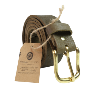 Weikert Studio 4 cm Büffelleder-Gürtel olive
