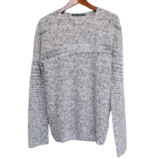 Hannes Roether - leichter Herren Strickpullover - white/black