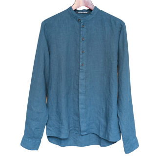Hannes Roether Herren Hemd Leinen Blau