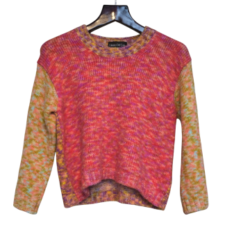 Fabrizio Del Carlo Damen Wollpullover pink mehrfarbig Handgestrickt