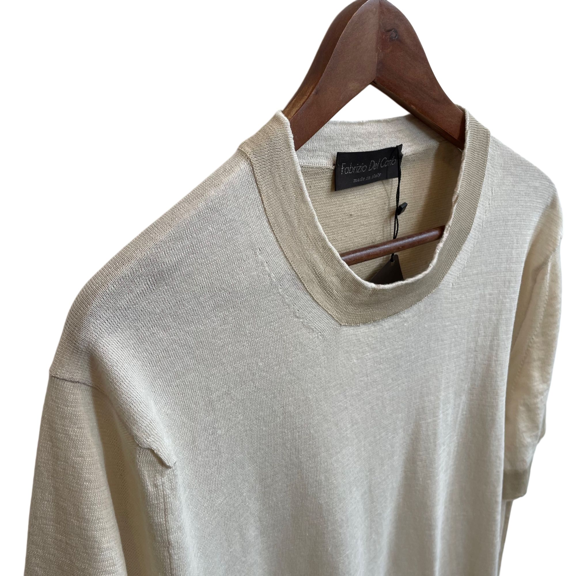Fabrizio Del Carlo - Herren T-Shirt - gestrickt - weiß/ beige – Bild 3