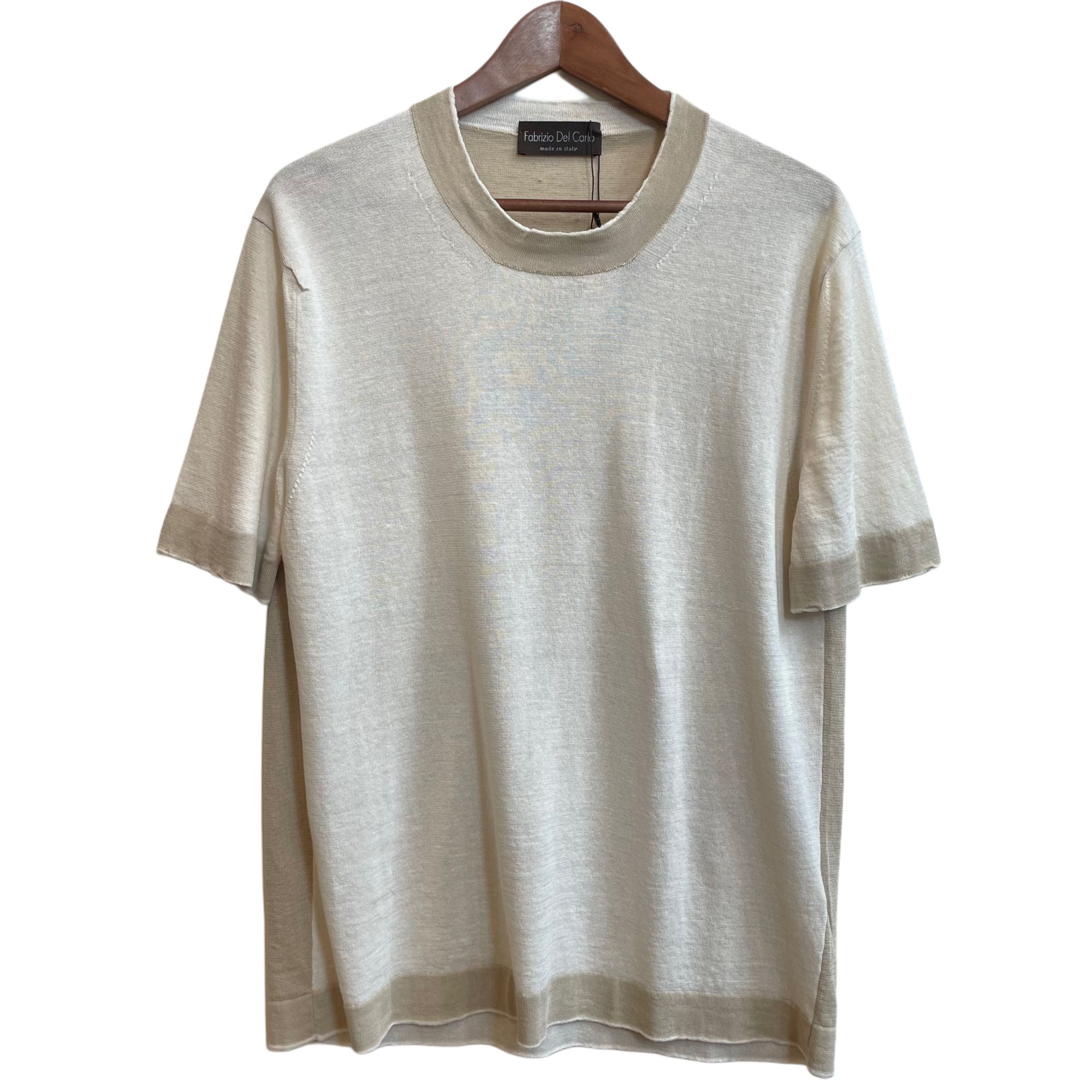 Fabrizio Del Carlo - Herren T-Shirt - gestrickt - weiß/ beige