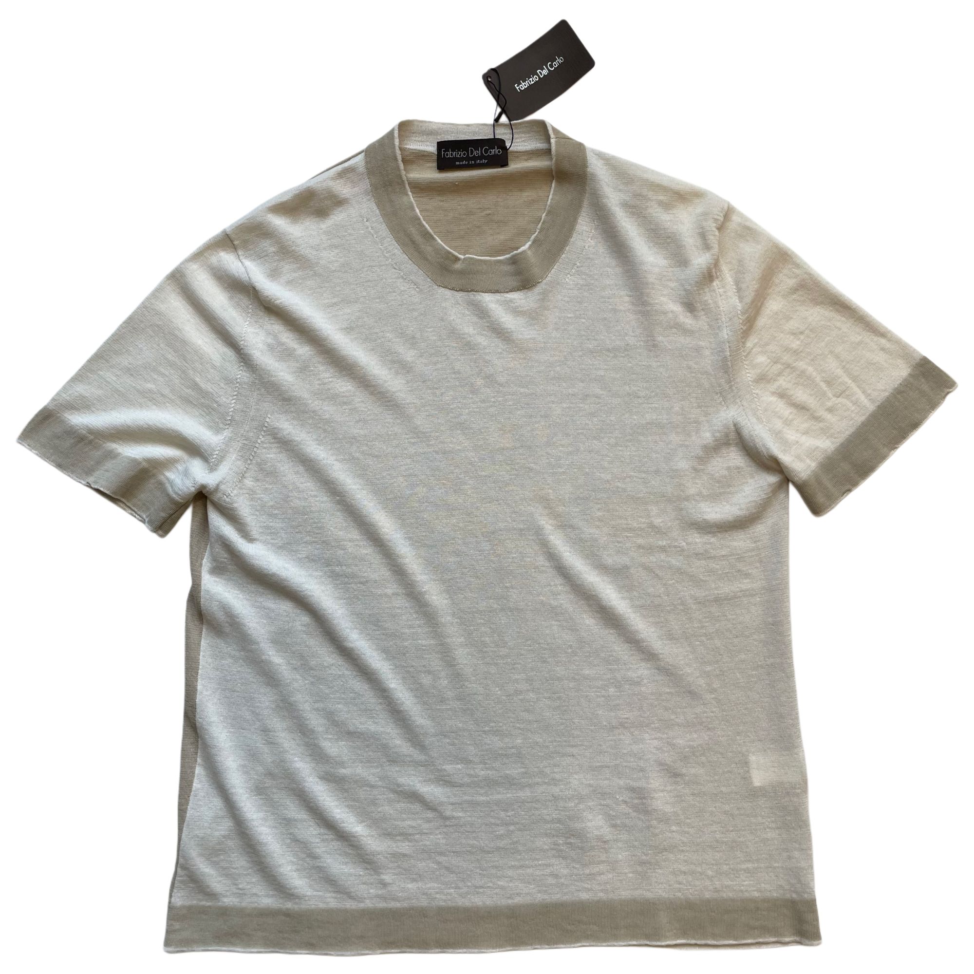 Fabrizio Del Carlo - Herren T-Shirt - gestrickt - weiß/ beige – Bild 4